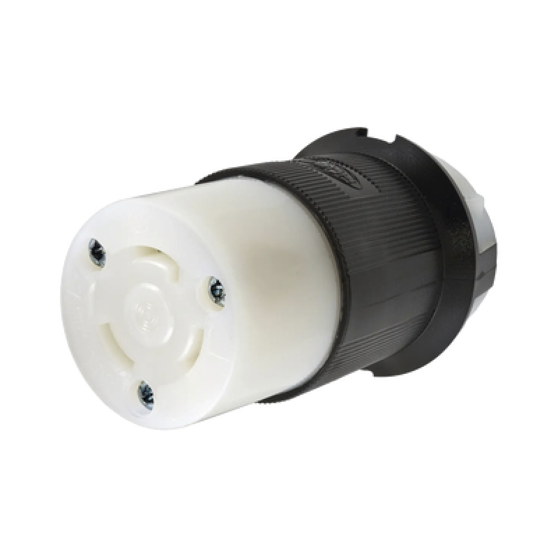 Conector Industrial con Bloqueo de Media Vuelta / 30 A 125 V CA / 2 Polos 3 Hilos / Color Blanco y Negro / Nema L530R image 2