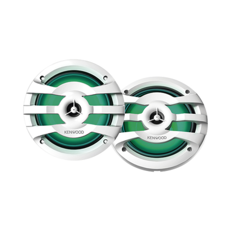 Par de altavoces fabricados en grado marinos en rejilla color blanco de 65 con iluminación led  potencia máxima de 260 W