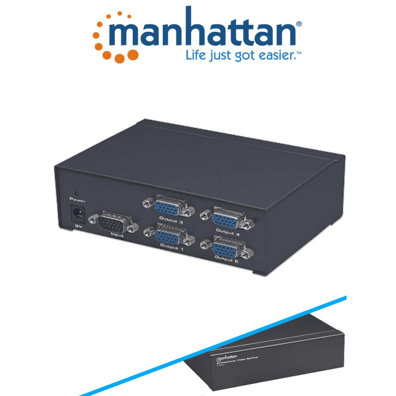 MANHATTAN 207348 - Splitter / Divisor de Video VGA/ Soporta SVGA/Multisync/ 1 Entrada y 4 Salidas VGA/ Distancia de Transmisión de Hata 65 Metros/ Indicador LED/ Ideal Para Monitores, Proyectores y PCs image 3