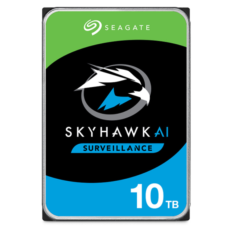 DISCO DURO INTERNO SEAGATE SKYHAWK AI 10TB 3.5 ESCRITORIO SATA3 6GB/S 256MB 7200RPM VIDEO VIGILANCIA AI 24X7 NVR 1-16 BAHIAS 1-64 CAM