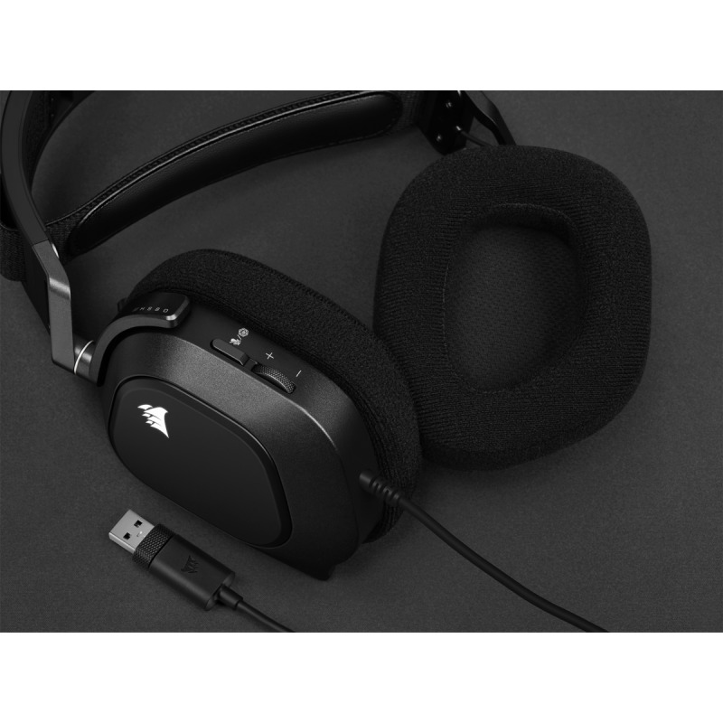 AURICULARES PREMIUM PARA JUEGOS CON SONIDO ENVOLVENTE 7.1 CORSAIR HS80 RGB USB,/NEGRO (CA-9011237-NA) image 6