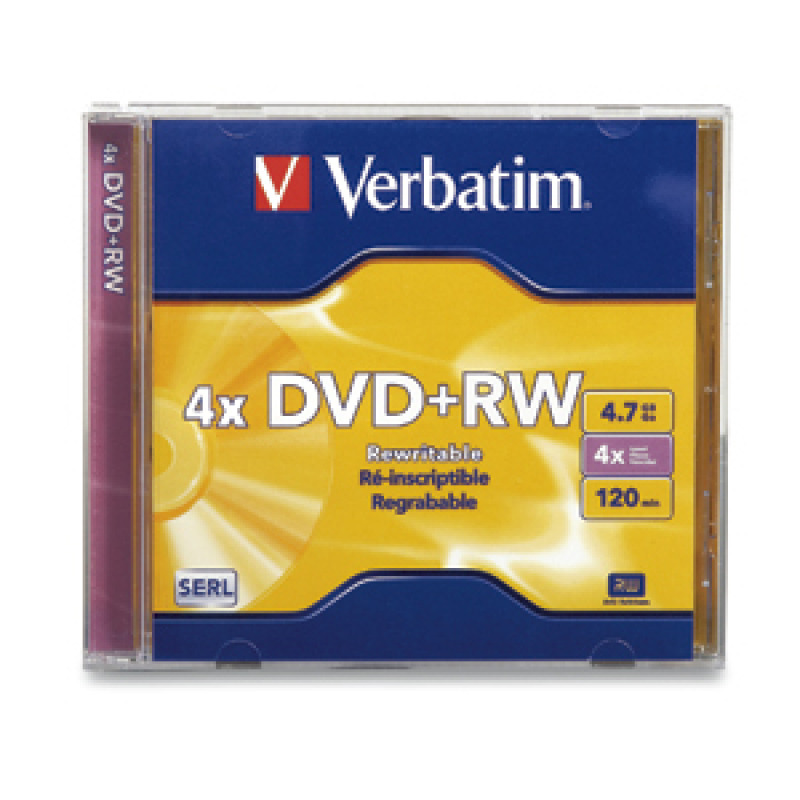 Verbatim DVD+RW 4.7GB 4X Branded 1pk Jewel Case 1 pieza(s)