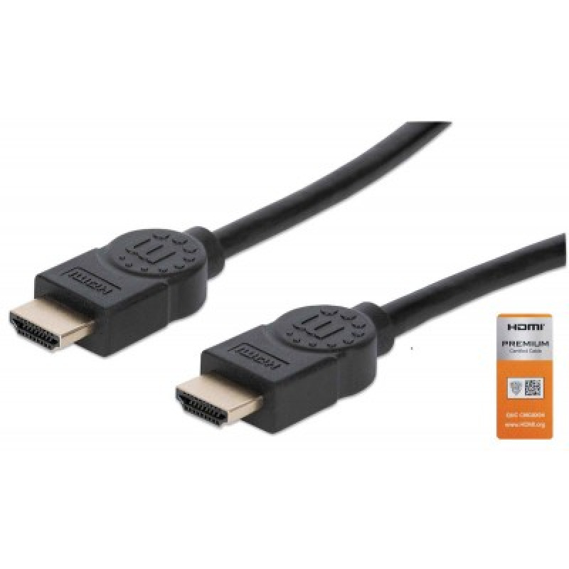 MANHATTAN 355353 - Cable HDMI de Alta Velocidad con Canal Ethernet, Versión Premium / 4K@60Hz UHD, HEC, ARC, 3D / ancho de banda de 18 Gbps / HDMI Macho a Macho, Blindado /3.0 m (3 ft.) / Negro image 2