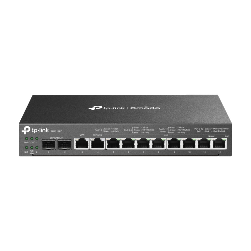 Router Omada VPN / SDN MultiWAN 1G / Switch con PoE y Controlador  / 2 puerto WAN/LAN SFP 1G / 1 Puerto RJ45 WAN / 1 Puerto WAN/LAN RJ45 / 8 Puertos PoE LAN RJ45 /  24980 Sesiones Concurrentes / Administración por Controlador Omada o StandAlone