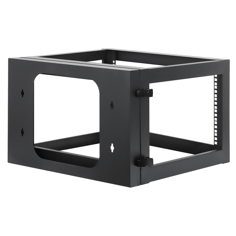 INTELLINET 716031 - Rack abierto de 19" para montaje en pared, 4 postes, 6U Marco abatible, 6 Unidades, 600 mm de profundidad, ensamblado, negro RAL 9004 image 6
