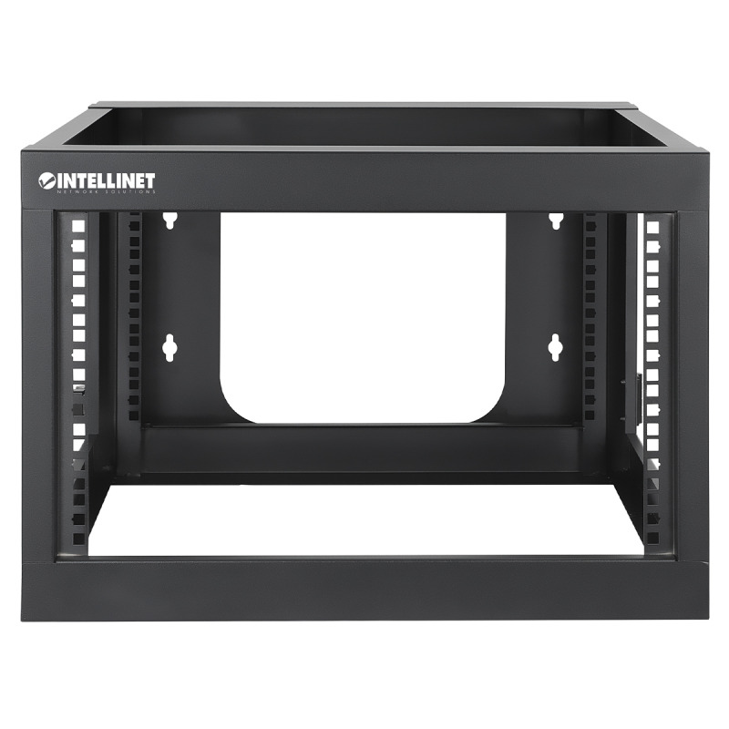 INTELLINET 716031 - Rack abierto de 19" para montaje en pared, 4 postes, 6U Marco abatible, 6 Unidades, 600 mm de profundidad, ensamblado, negro RAL 9004 image 7