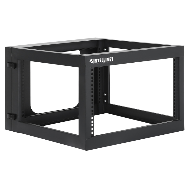 INTELLINET 716031 - Rack abierto de 19" para montaje en pared, 4 postes, 6U Marco abatible, 6 Unidades, 600 mm de profundidad, ensamblado, negro RAL 9004 image 8