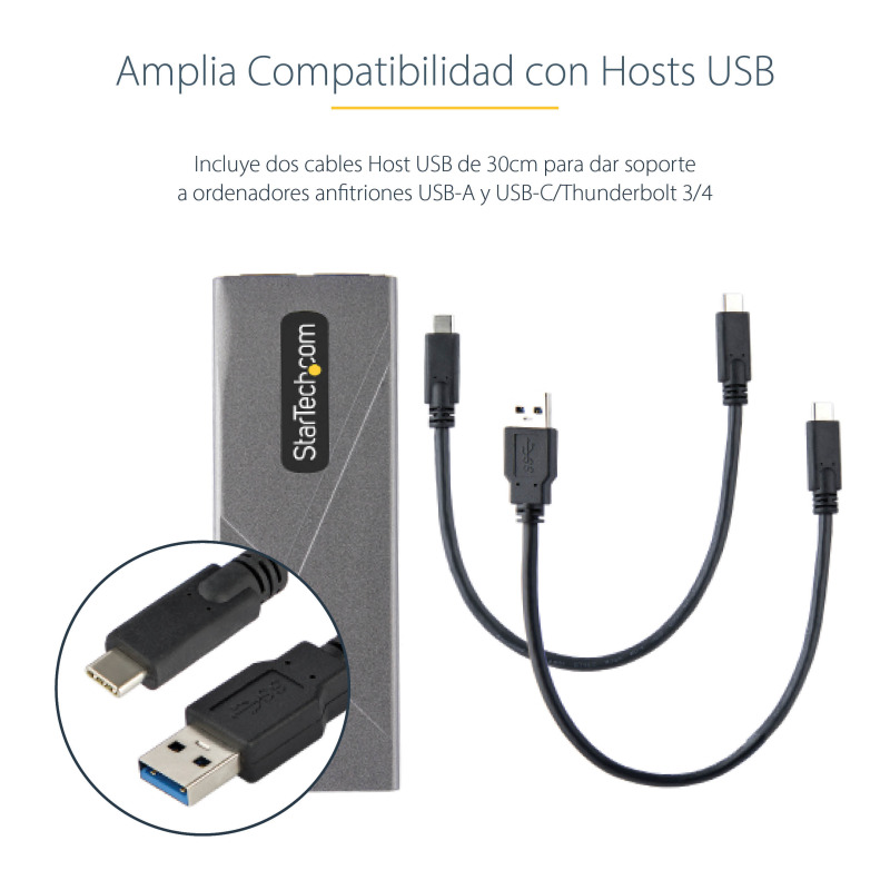 GABINETE EXTERNO USB-C 10GBPS A NVME M.2 O SSD M.2 SATA SIN HERRAMIENTAS PARA SSD M.2 NGFF PCIE/SATA DE ALUMINIO - CABLES USB C O USB-A - 2230/2242/2260/2280 - STARTECH.COM MOD. M2-USB-C-NVME-SATA image 11