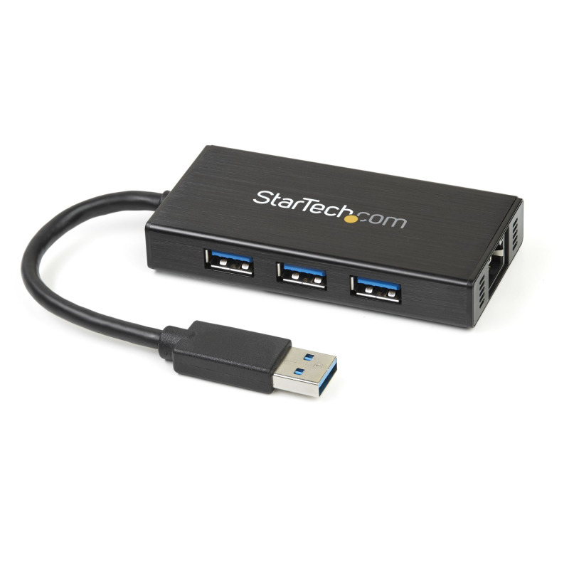 HUB USB 3.0 DE ALUMINIO CON CABLE - CONCENTRADOR DE 3 PUERTOS USB CON ADAPTADOR DE RED ETHERNET GIGABIT EXTERNO - STARTECH.COM MOD. ST3300GU3B