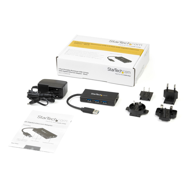 HUB USB 3.0 DE ALUMINIO CON CABLE - CONCENTRADOR DE 3 PUERTOS USB CON ADAPTADOR DE RED ETHERNET GIGABIT EXTERNO - STARTECH.COM MOD. ST3300GU3B image 7