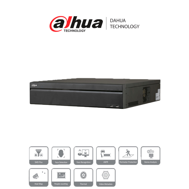 DAHUA DHI-NVR5832-16P-EI  NVR de 32 Canales IP/ 16 Puertos Poe/ Detección y Reconocimiento Facial/ SMD/ Protección Perimetral/ 8 Bahías para Discos Duros/Admite Raid0/1/5/6/10/ 384 Mbps image 2