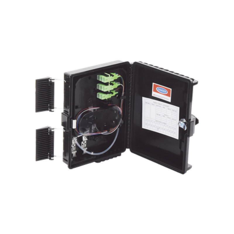 Cierre de Empalme para 24 fusiones de fibra óptica Interior/Exterior con 8 acopladores SC/APC y splitter 1x8 SC/APC Incluido IP65