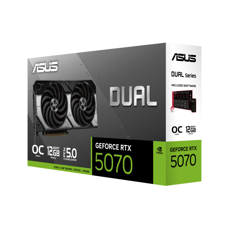 TARJETA DE VIDEO ASUS (DUAL-RTX5070-O12G) 192BIT, PCI-E 5.0,HDMI,3*DP,DUAL FAN image 7