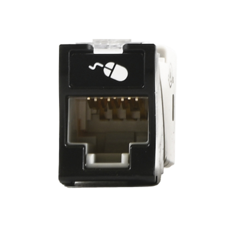 Jack UltraMAX Cat6A UTP Montaje híbrido en Placa de Pared Plano y Angulado Color Negro Punch Down image 2