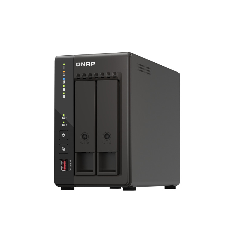 NAS QNAP TS-253E-8G / 2 BAHIAS / TORRE / INTEL CELERON 4NUCLEOS 2.6GHZ / 8GB RAM DDR4 / LAN 2,5GBE2 / WAKE ON LAN / HDMI2 / USB 3.22 / USB 2.0 2 / SOPORTA M.2 22802 / NO INCLUYE DISCOS