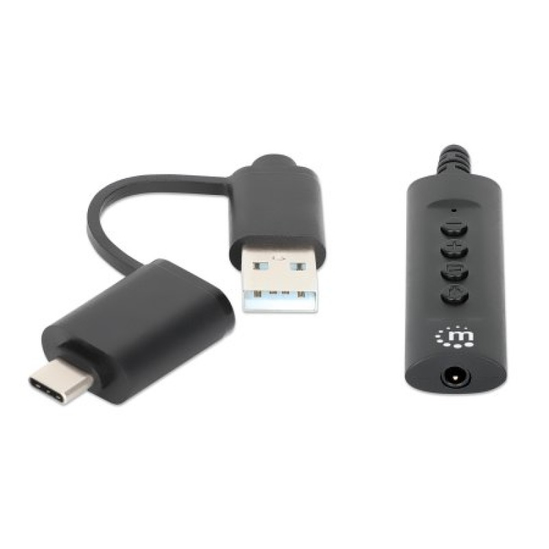 CONVERTIDOR USB, MANHATTAN,153560, 2.0 / USB-C A TARJETA SONIDO 3.5 MM, CABLE CON CONTROLES image 4