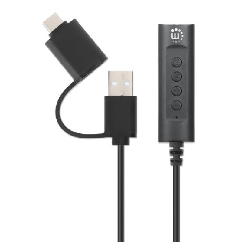 CONVERTIDOR USB, MANHATTAN,153560, 2.0 / USB-C A TARJETA SONIDO 3.5 MM, CABLE CON CONTROLES image 5
