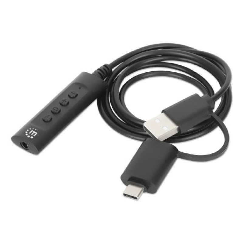 CONVERTIDOR USB, MANHATTAN,153560, 2.0 / USB-C A TARJETA SONIDO 3.5 MM, CABLE CON CONTROLES image 6