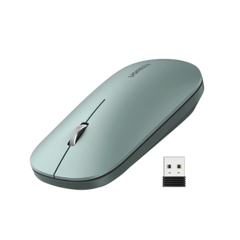 Mouse inalámbrico 24 GHz | Ultra Delgado y Silencioso | DPI 1000/1600/2000/4000 Ajustable  | Alcance 10m | Scroll de Aluminio | Adaptable a diferentes superficies | Diseño suave al tacto | Contiene Receptor USB | Color Verde