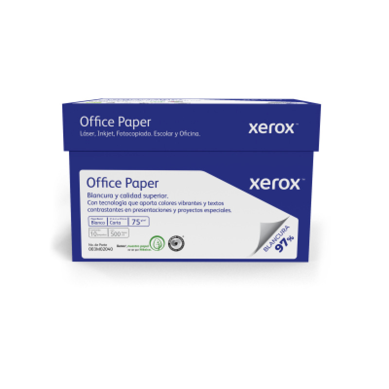 PAPEL BOND XEROX AZUL CARTA 75GRS 97% BLANCURA 5 MILLARES