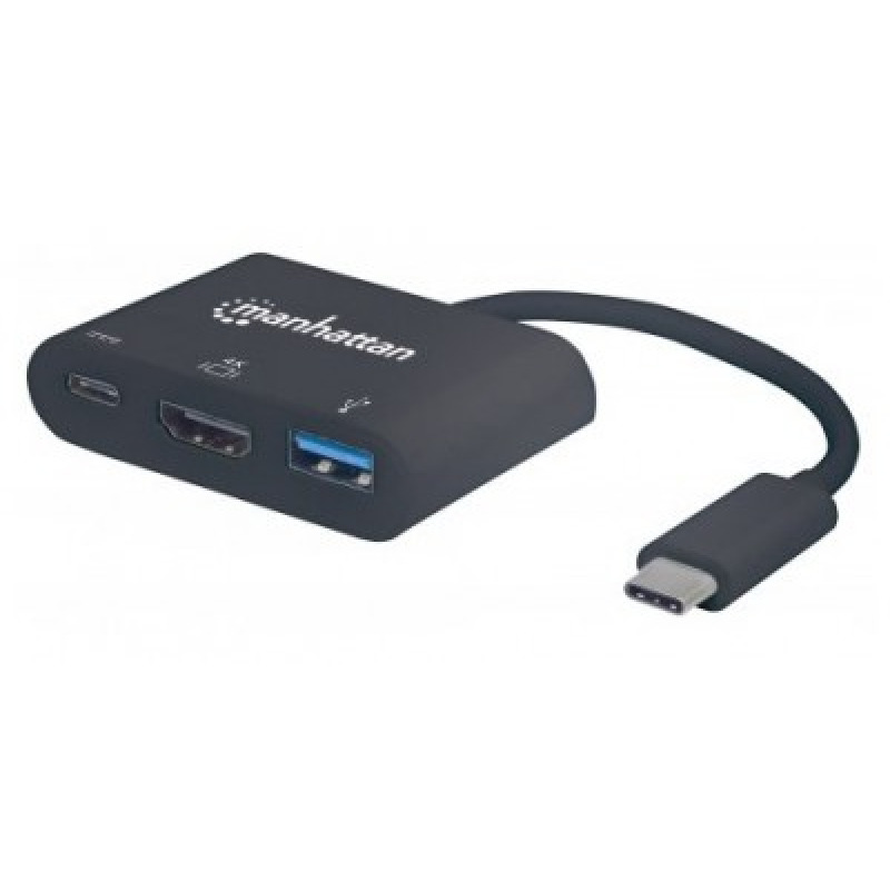 MANHATTAN 152037 - Estación Docking  HDMI Convertidor USB Tipo-C SuperSpeed, USB 3.1 Tipo-C Macho a HDMI, USB Tipo-A y USB Tipo-C Hembras, Convertidor multipuertos, Negro image 2