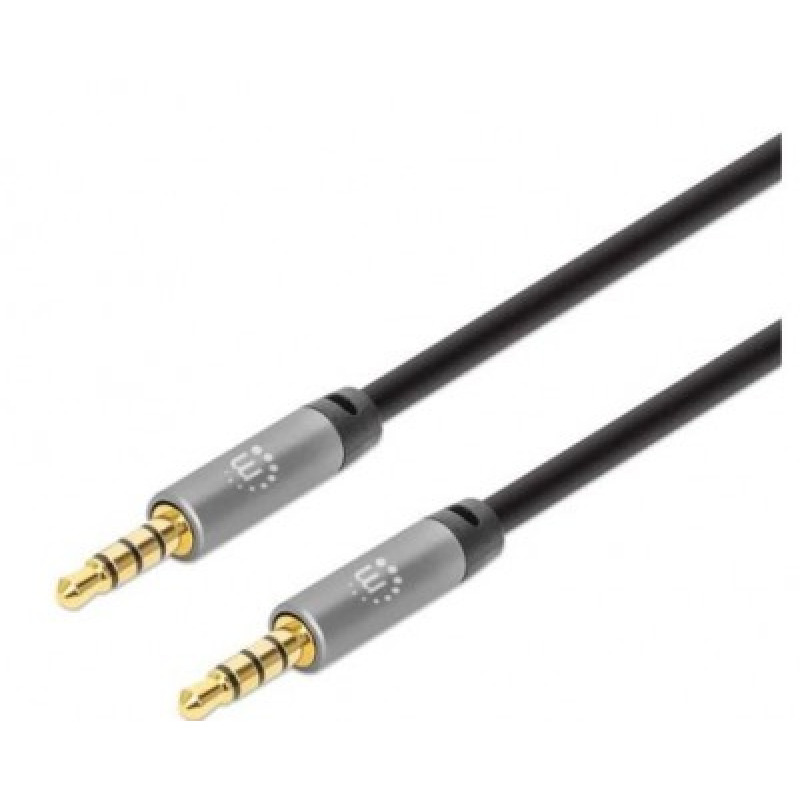 CABLE AUDIO ESTEREO , MANHATTAN, 356015, 5.0MM M-M 5.0M NEGRO/ALUMINIO PLATEADO