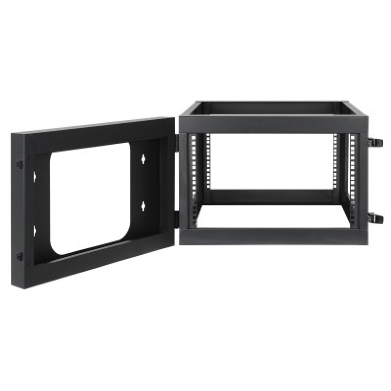 INTELLINET 716031 - Rack abierto de 19" para montaje en pared, 4 postes, 6U Marco abatible, 6 Unidades, 600 mm de profundidad, ensamblado, negro RAL 9004 image 2
