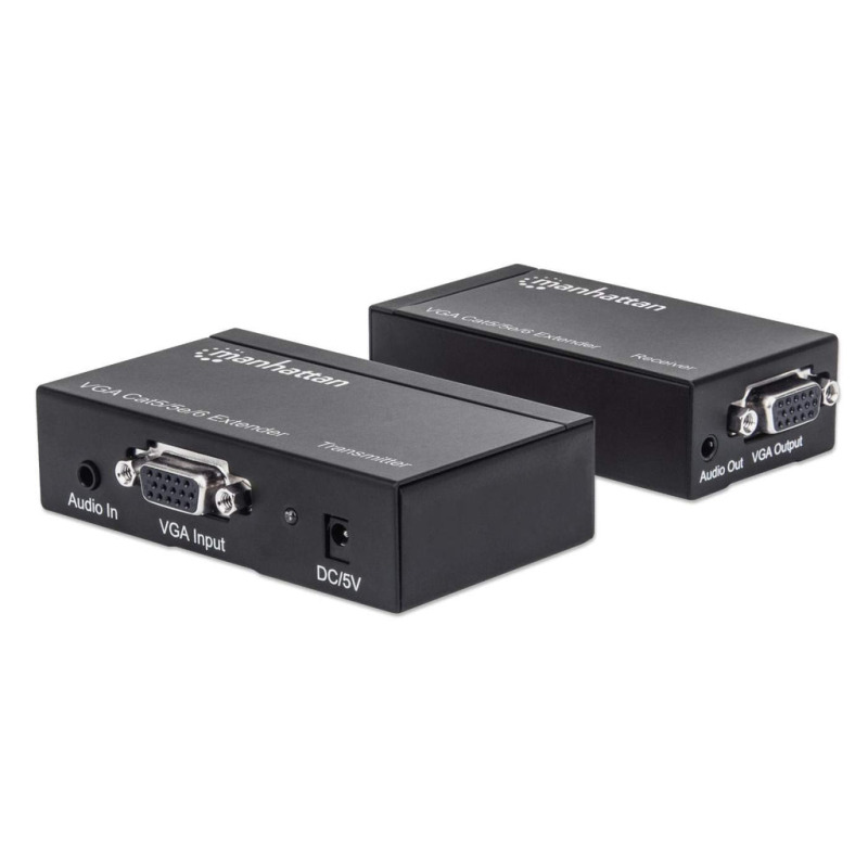 MANHATTAN 177344 - Extensor VGA Cat5/ 5e/6 / Extiende las señales de audio y vídeo hasta 300 m