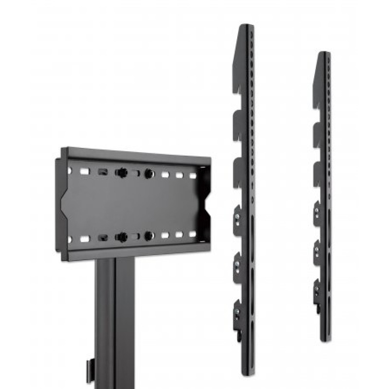 MANHATTAN  462044 - Soporte de piso para TV Soporta una pantalla de 32 "a 70" de hasta 40 kg, inclinación de -10 a 3°, altura ajustable, se adapta al sistema de montaje VESA de la pantalla, construcción de aluminio y acero, negro image 4
