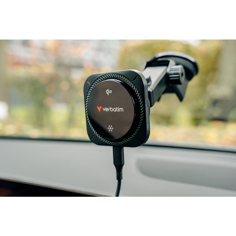 Cargador inalambrico Verbatim magnetico para coche N Drive Qi2 con iluminacion RGB color Negro image 5