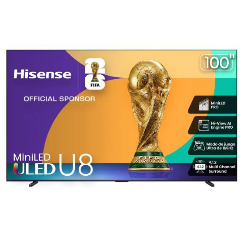 TELEVISIÓN ULED HISENSE 100 100U8K  MINI-LED PRO, 4K UHD,  GOOGLE TV, 1500 NITS, DOLBY ATMOS,  QUANTUM DOT, 144HZ , DOLBY VISION IQ
