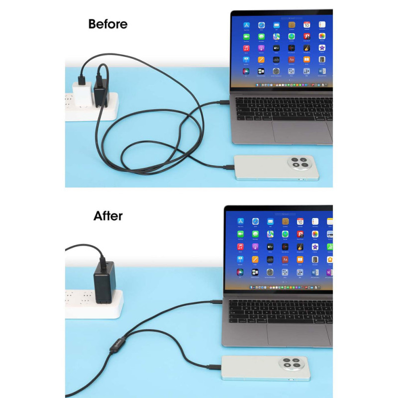 Cable Manhattan USB C con doble salida 100W 2m carga dos dispositivos desde un puerto image 5