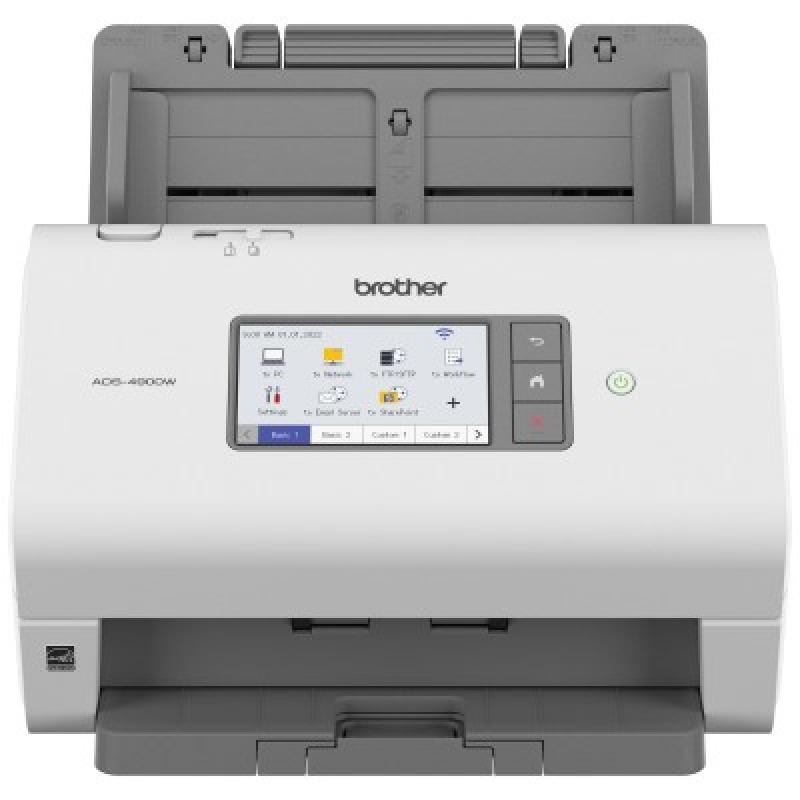 ESCANER BROTHER ADS4900W DE ESCRITORIO DOBLE CARA, 60PPM, PANTALLA TACTIL DE 4.3 PULGADAS, CONECTIVIDAD INALAMBRICA, ETHERNET Y USB 3.0