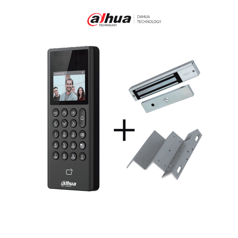 DAHUA Paquete de Control de Acceso y Asistencia con Reconocimiento Facial  +  Soporte en ZL + Cerradura Magnetica de 600 Lbs/ 280 Kg