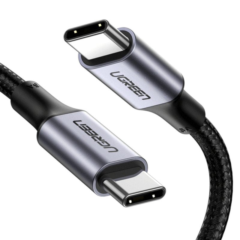 Cable USBC a USBC | 1 Metro | Carga Rápida de hasta 100W | Transferencia de datos 480 Mbps | PD30 | QC40/30/20 | FPC | AFC | Protección Integrada| Caja de Aluminio | Nylon Trenzado | Amplia Compatibilidad | Color Negro