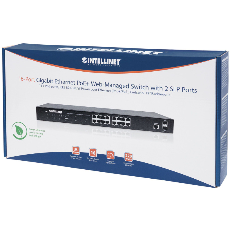INTELLINET 561341 Switch Administrable Gigabit Ethernet de 16 puertos PoE+ con 2 puertos SFP image 6