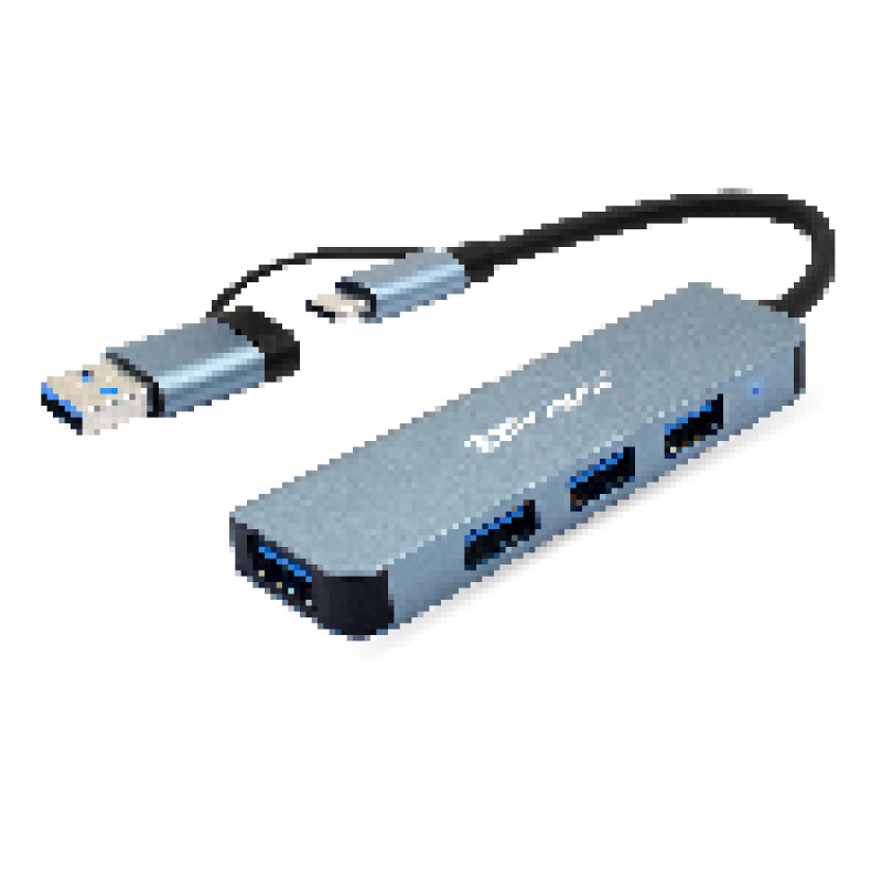 DOCKING STATION BROBOTIX 4 EN 1 USB V3.0 CONECTOR DUAL TIPO C Y TIPO A A 4 PUERTOS TIPO A