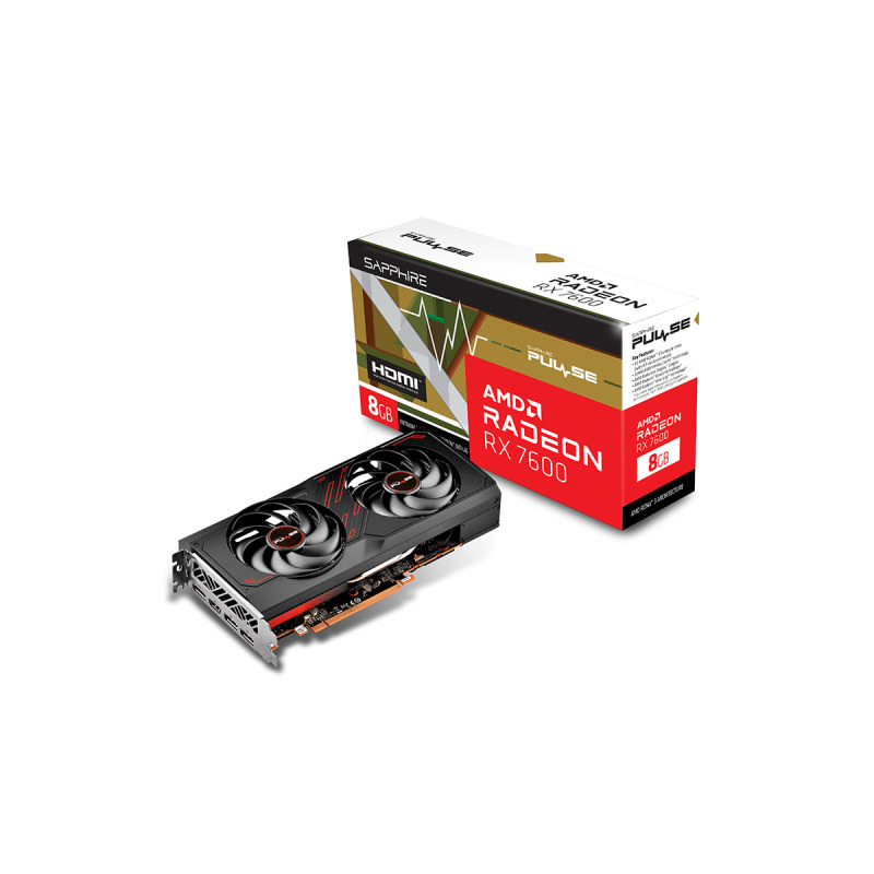 TARJETA DE VIDEO SAPPHIRE (11324-01-20G) PULSE RADEON RX 7600 GAMING OC, 8GB GDDR6,2755MHZ,3*DP,HDMI