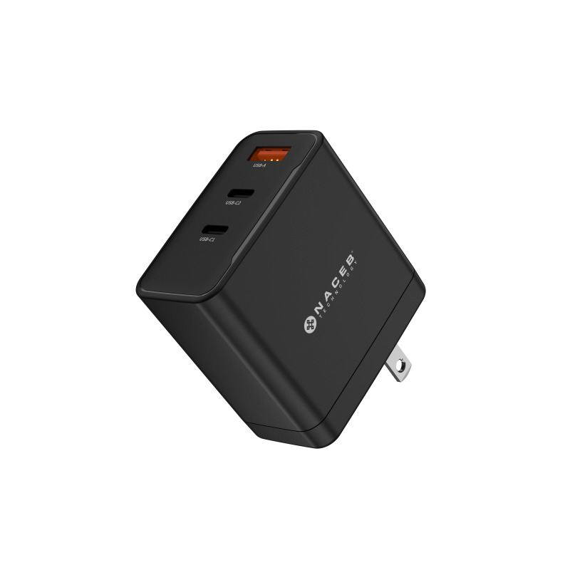 Cargador de pared Naceb  Gan USB-A+ USB-C + USB-C de 65W modelo NA-0144