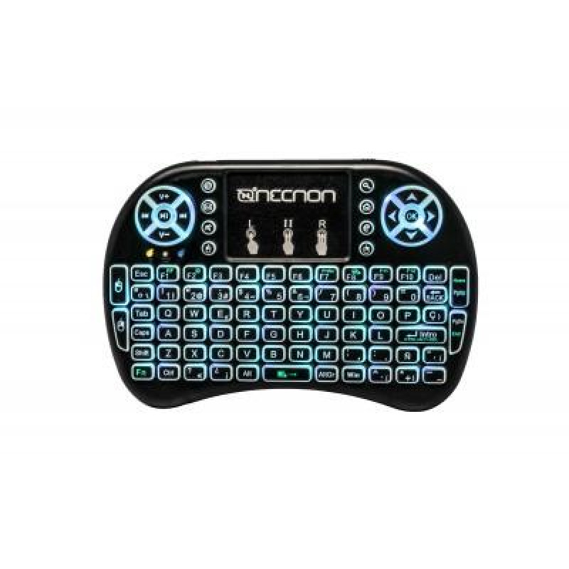 CONTROL REMOTO NECNON (NBCR0101RG) CON TECLADO Y MOUSEPAD, RECEPTOR USB 2.4, RGB 7 COLORES