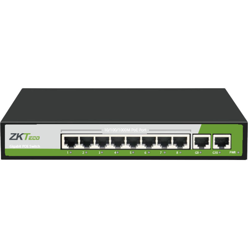 ZKTeco PE082-120-G dispositivo de redes Gestionado Gigabit Ethernet (10/100/1000) Energía sobre Ethernet (PoE) Negro, Verde, Blanco