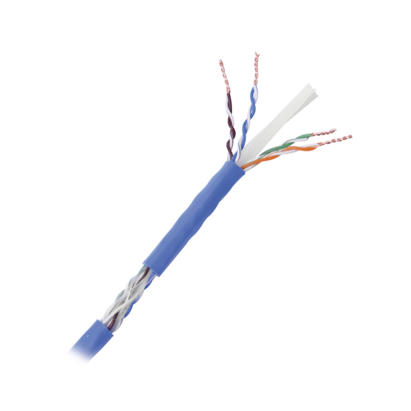 Cable Cat6 CALIBRE 23 ALTO RENDIMIENTO ETLUL color azul de 100 metros super flexible para aplicaciones de CCTV video HD y redes de datos