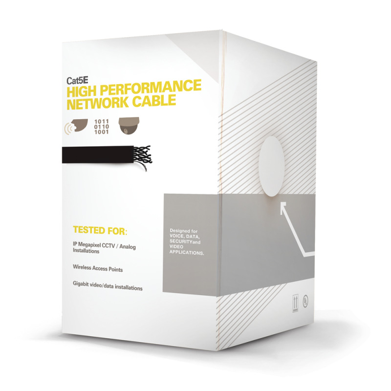 Bobina de cable de 305 m 1000 ft Cat5e Aleación de Cobre y Aluminio CCA color Negro Uso Interior