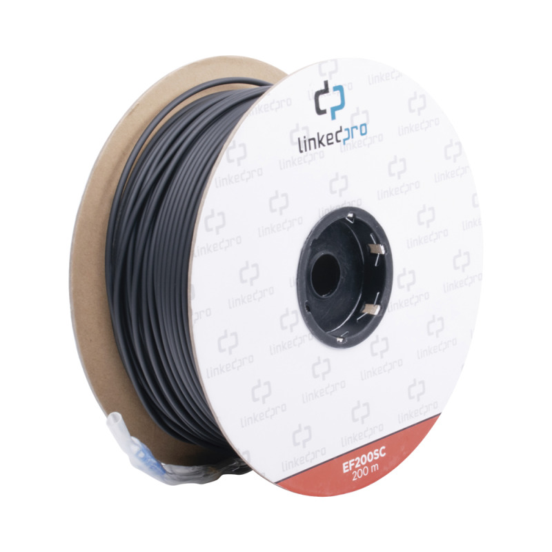 Carrete de Fibra Óptica Monomodo con Conectores SCSC Duplex Reforzada con Kevlar de 200 metros Para instalaciones subterráneas por tubería