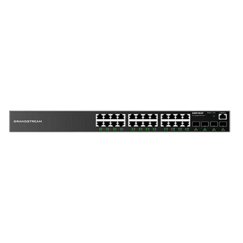 Switch Gigabit PoE Administrable / 24 puertos 10/100/1000 Mbps  4 Puertos SFP Uplink / Hasta 360W / Compatible con GWN Cloud