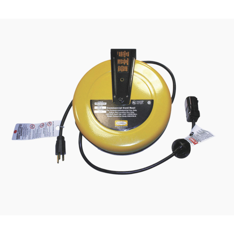 Carrete de Cable comercial 16/3 rudo para 125 V CA 10 A 76 m de longitud con conector HBL5969VBLK