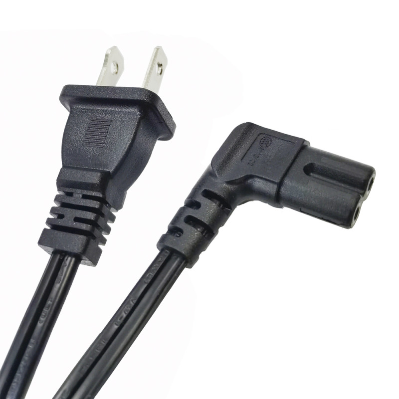 Cable de Alimentación Eléctrica para 120240 Vca / 1 Metro / 2 Clavijas tipo Americano / Conector en Forma tipo L
