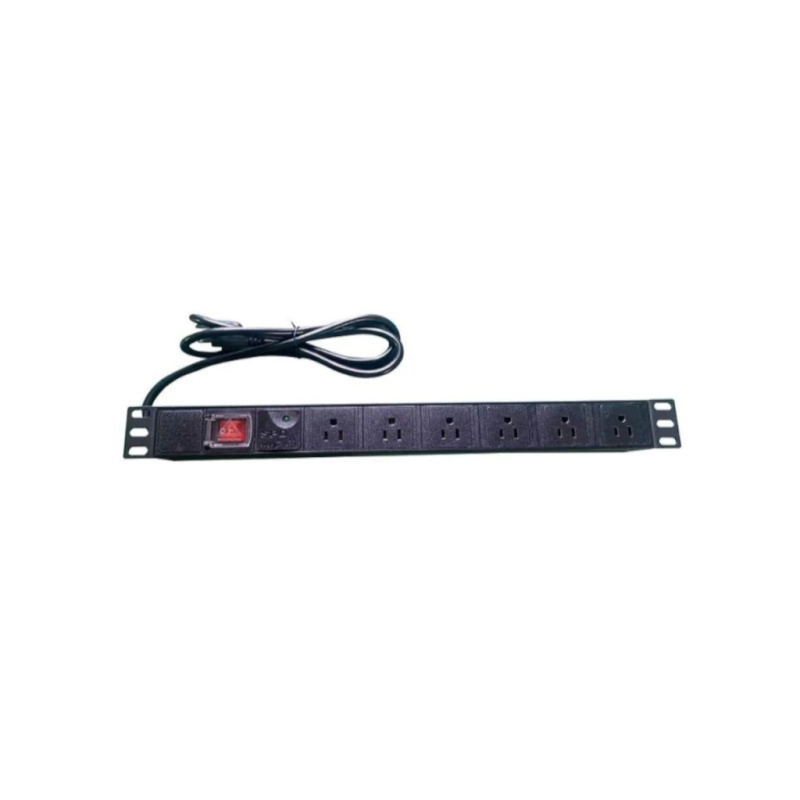 SAXXON PDU06-15A - Barra PDU con 6 Contactos Individuales , 15 Amp , 120V , 1UR , Protección contra rayos , Aleación de Aluminio