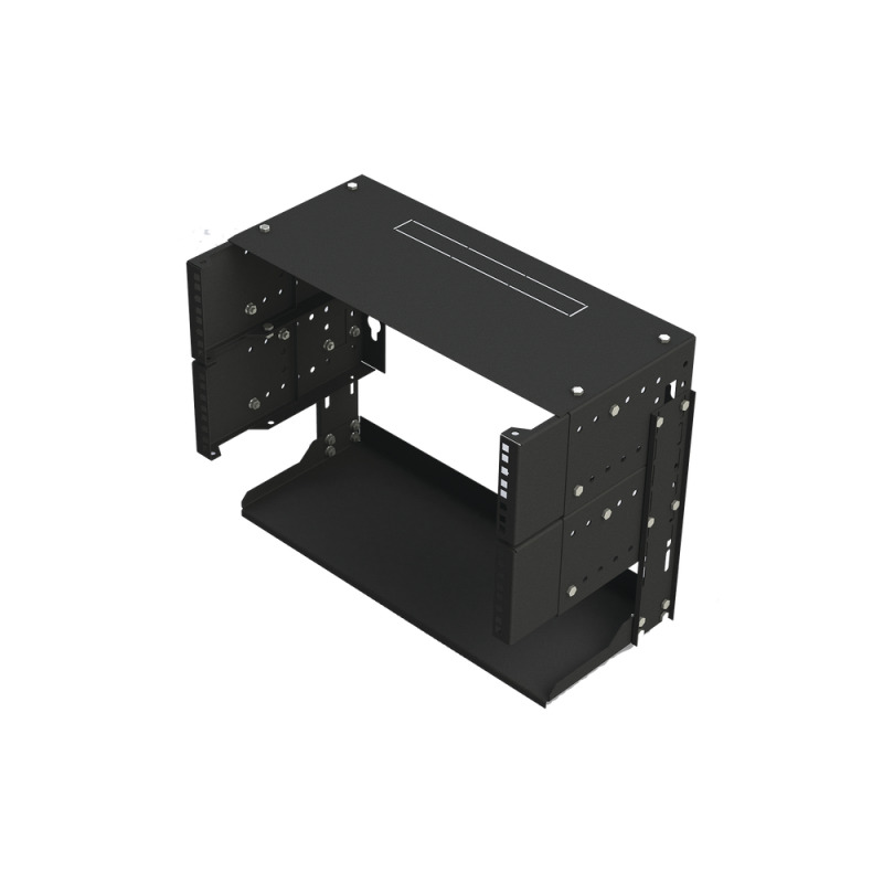 Rack Abierto de montaje en Pared de 19in 5 Unidades de rack Profundidad Ajustable 8 a 12 con Charola de Uso Múltiple
