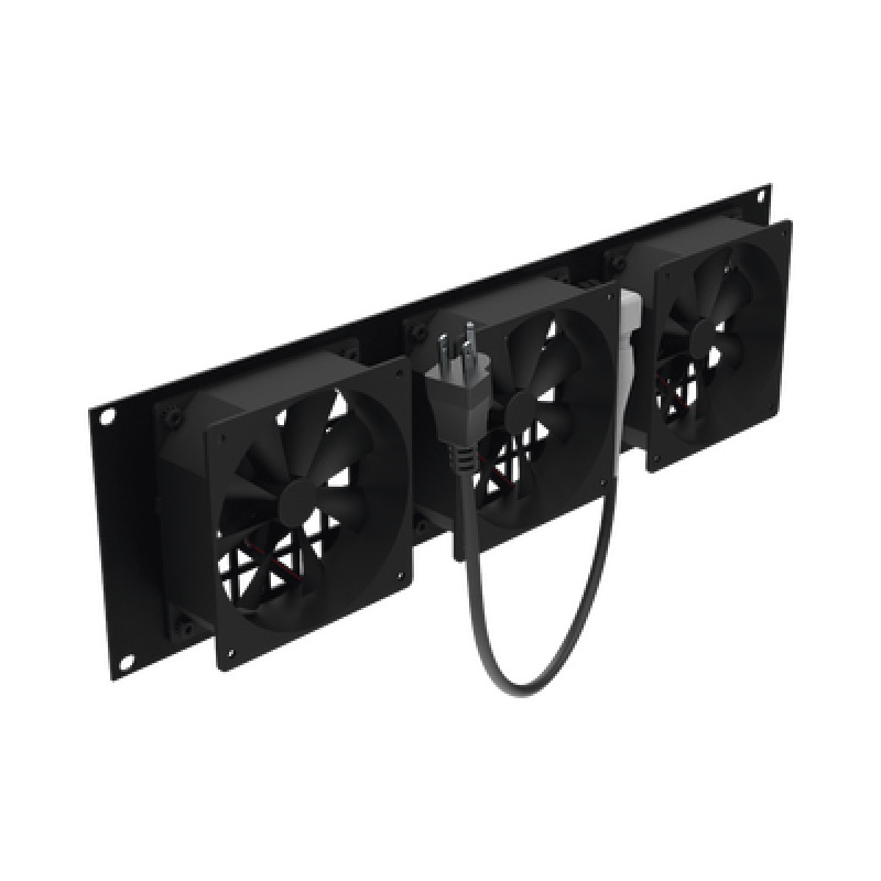 Kit de 3 Ventilador 110 Vca 12 x 12 cm con Clavija 515P Para instalación en Postes Rack